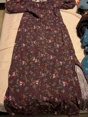 Old Navy Maroon Floral Maxi Skirt